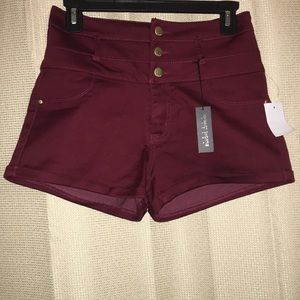 Maroon high waisted shorts